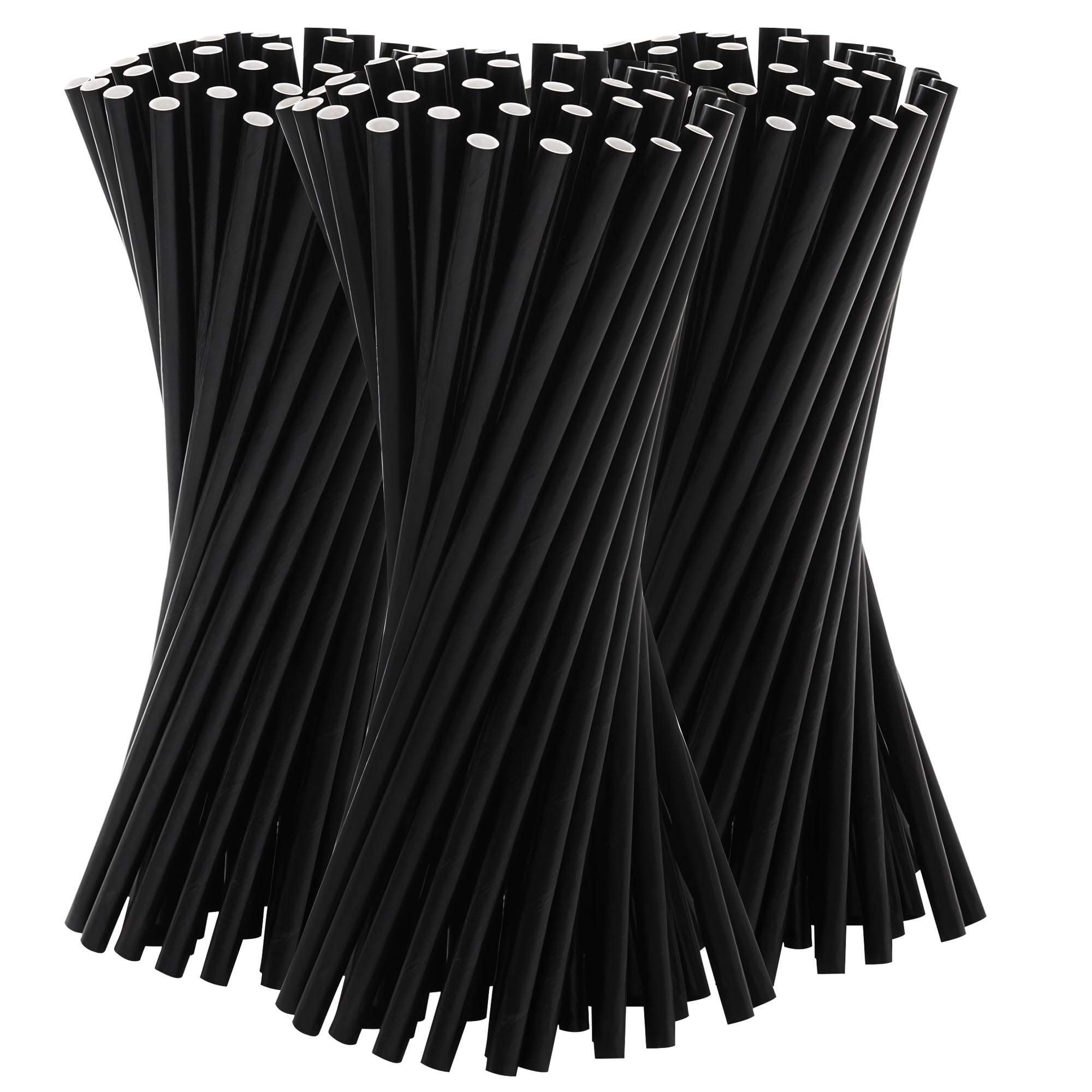 WedDecor Paper Drinking Straws – 100% Compostable & Food-Safe – Durable 3-Ply Eco-Consious Straws in Solid Colours - Black for Weddings, Restaurants & Events, 1000pcs