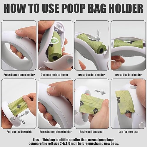 Miniatura 5 de Correa retráctil para perro con luz LED y soporte para bolsa de excrementos, correa extensible de 10 pies para perros pequeños y medianos de menos