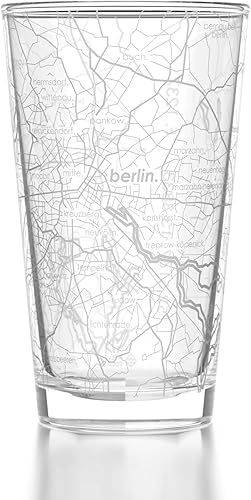 Miniatura 4 de Well Told Vaso de cerveza grabado con mapa de París Francia, grabado con mapa de la ciudad, regalo para los amantes de la cerveza (16 onzas,