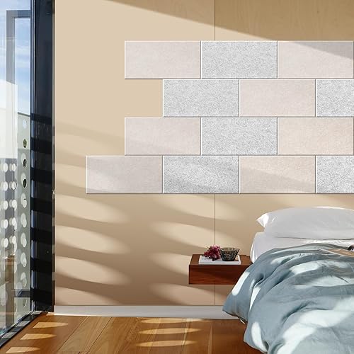 Miniatura 4 de Paquete de 6 azulejos de fieltro para pared, paneles acústicos decorativos, paneles de absorción de sonido de pared, ideales para reducir el eco y