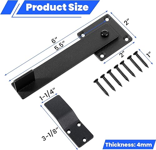 Miniatura 2 de Paquete de 4 pestillos de puerta corrediza para puerta de granero, pestillo de puerta corrediza para valla, puerta de cobertizo, puerta de granja,