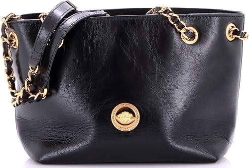 Pre-Loved Medusa Icon Chain Tote Leather Mini, Black