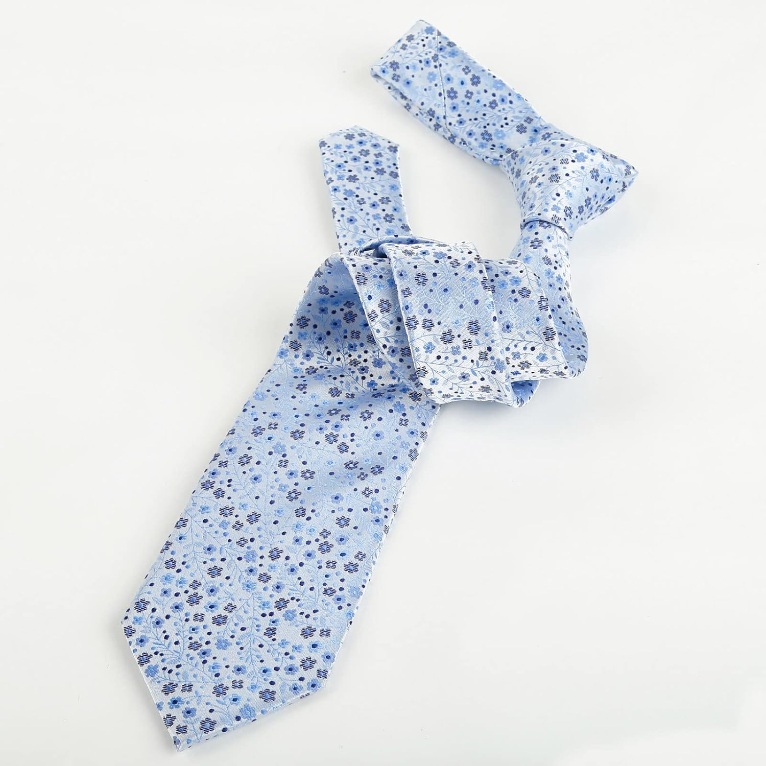 Alizeal Mens 3.15inches Exquisite Floral Tie with Small Flower Printed Pocket Square - Image 3