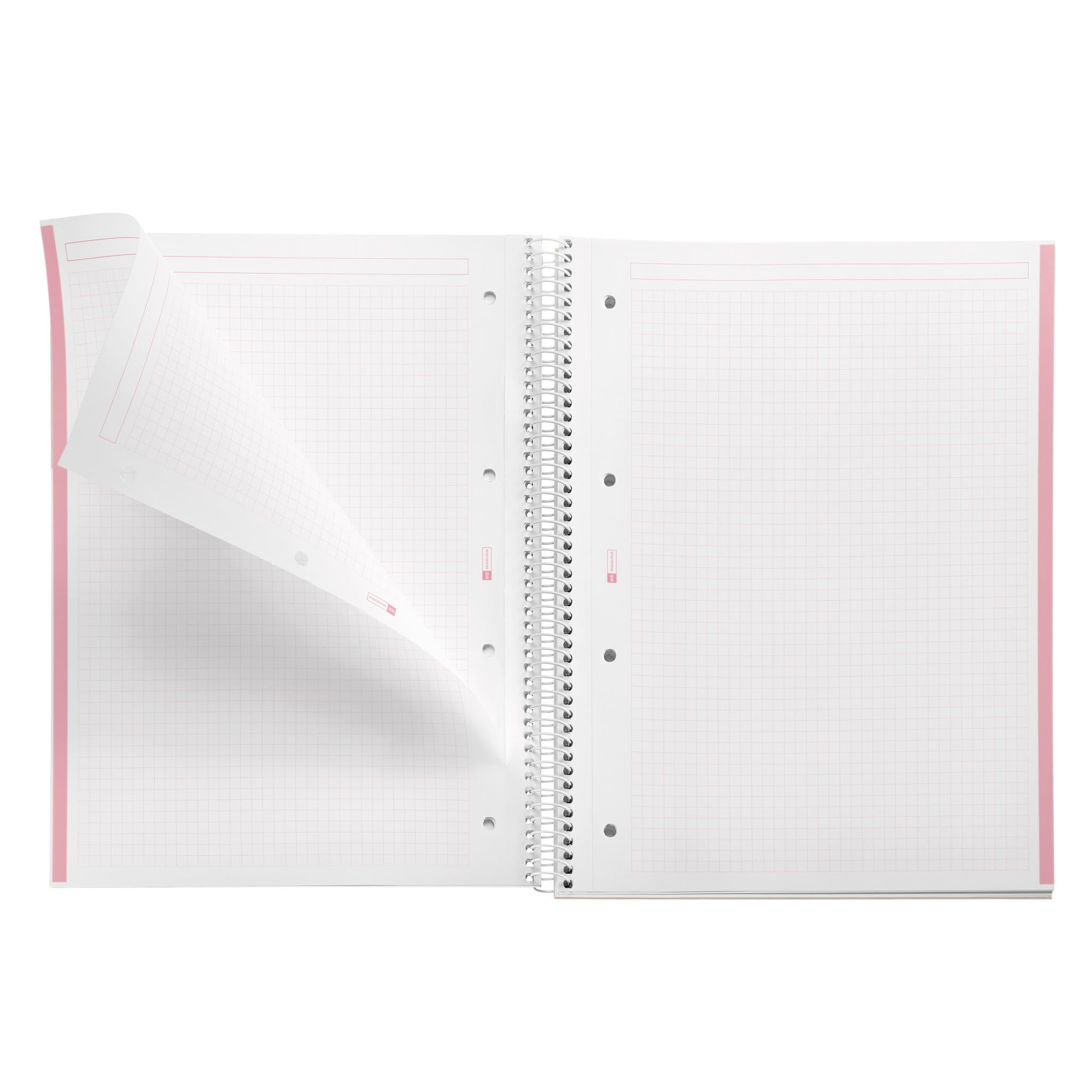 Miquelrius Cahier A4 à Spirale Emotions 80 Feuilles 90 g/m² Petits Carreaux 5 mm Couverture Rigide Rose