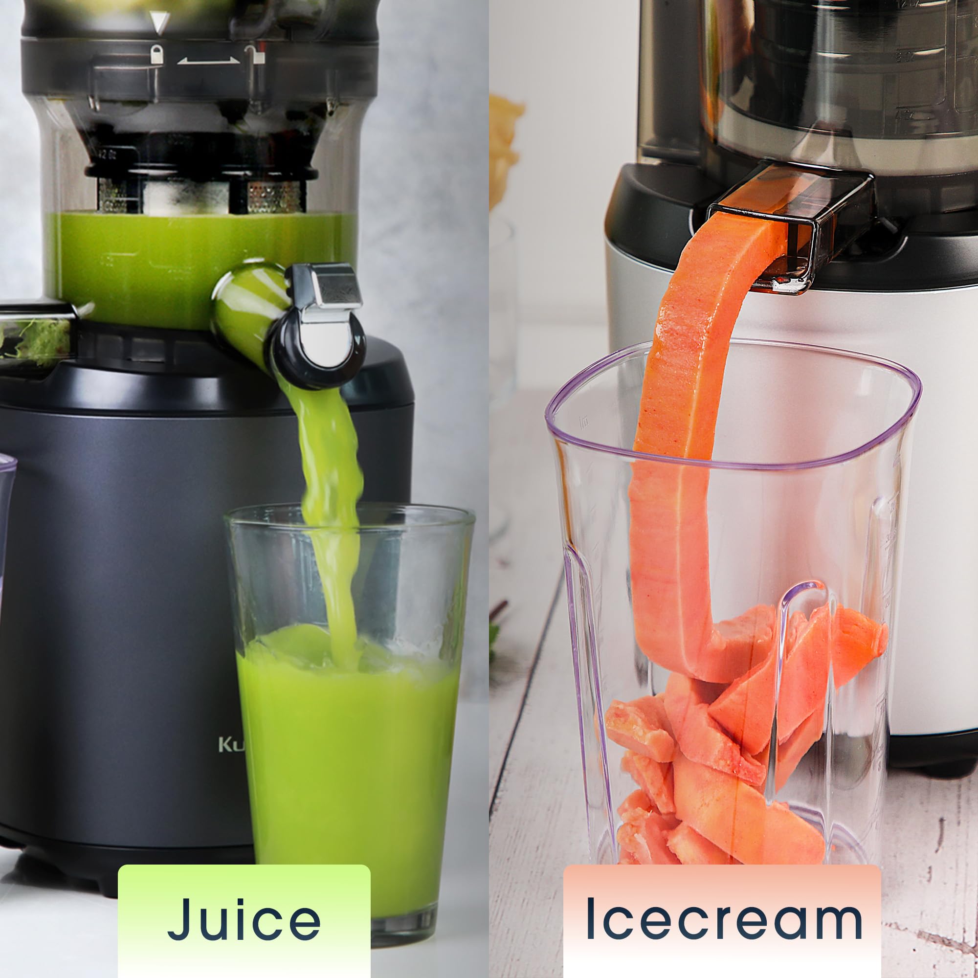 Kuvings Slow Juicer AUTO6 | Entsafter Gemüse und Obst, Elektrische Kaltpresse, Ruhiger Motor, Leicht zu Reinigen, Saft & Sorbet, 1.7L, BPA Frei, Schlankes Design, 200 Watt (Matt Gunmetal)_KHS-660SE