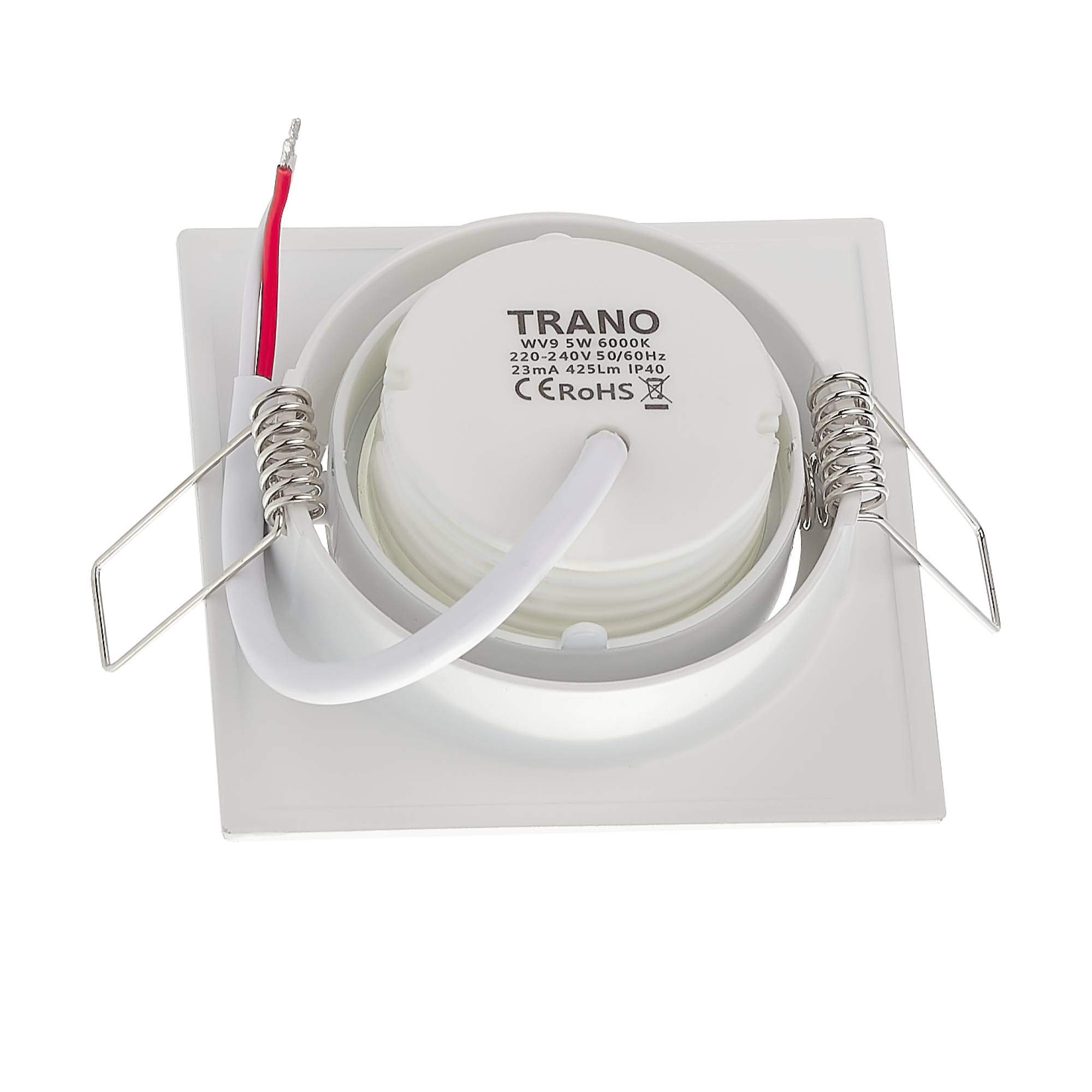 Juego de 6 focos LED empotrables blancos rectangulares 6,5 W blanco neutro 230 V plano – Foco empotrable orientable y – 75 mm orificio empotrable