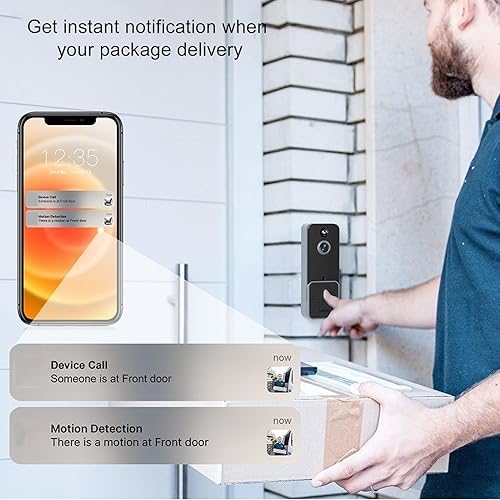 Miniatura 4 de GOWENIC Cámara de timbre inalámbrico, timbre de video WiFi HD 1080P con visión nocturna, detección de movimiento, cambiador de voz, intercomunicador