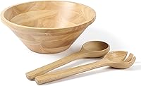 Vista 1 de Martha Stewart Coban - Ensaladera redonda de madera (3 piezas, 13 pulgadas, 2 servidores)