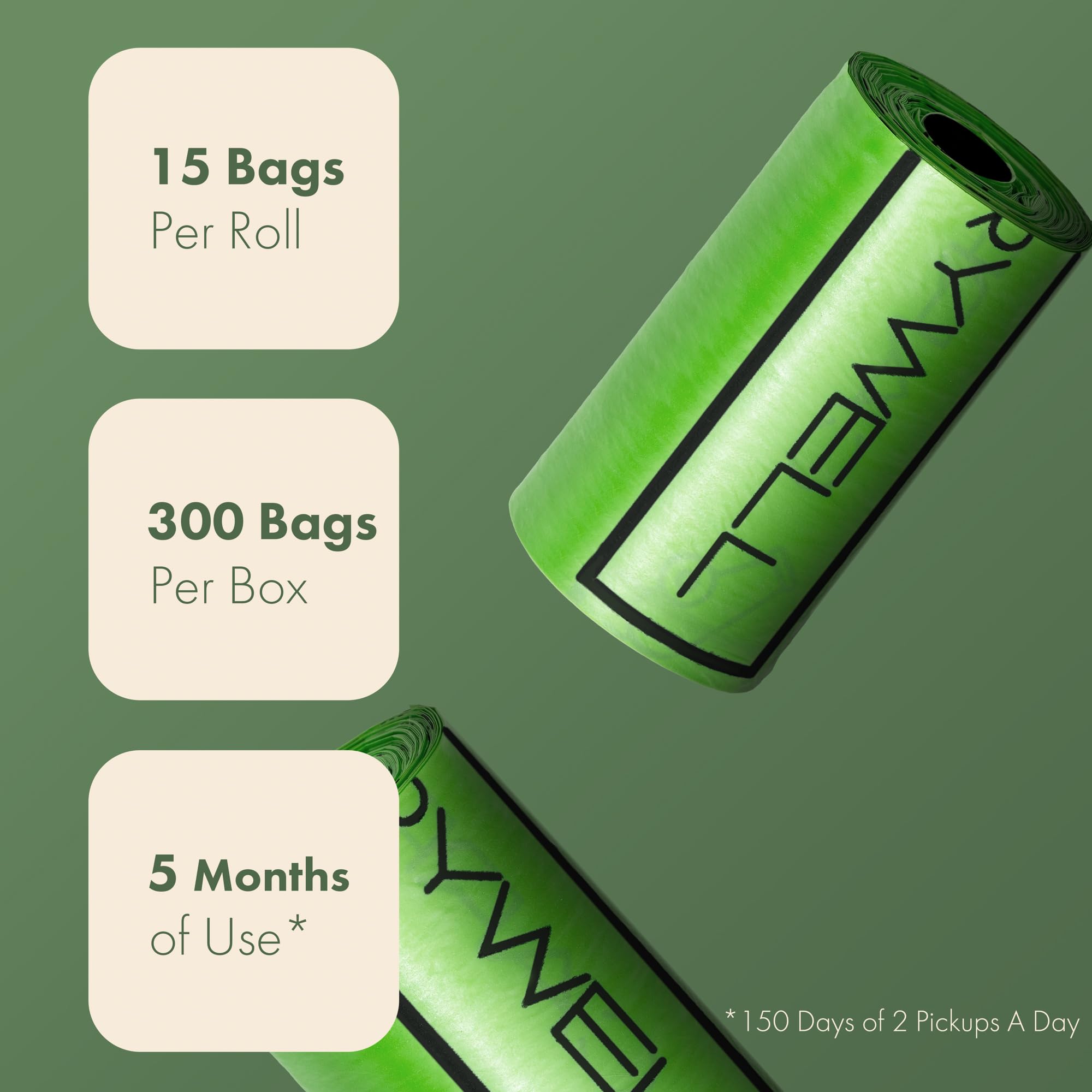 Carrywell Bolsas para excrementos de perro, 300 unidades, a prueba de fugas y extra gruesas, rollos de repuesto para perros, sin perfume