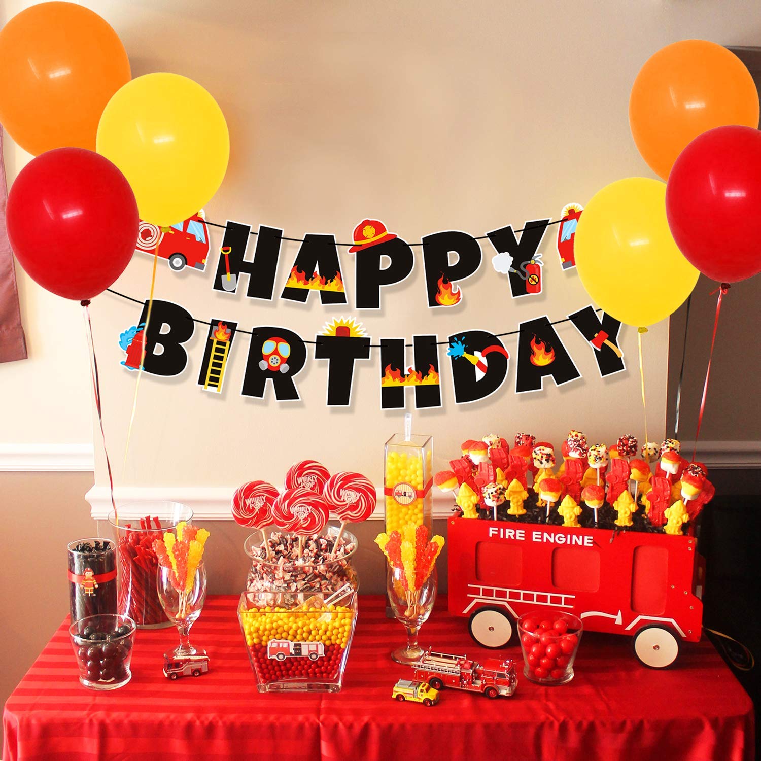 Buy Fire Truck Birthday Party Supplies Fireman Banner Cake Topper