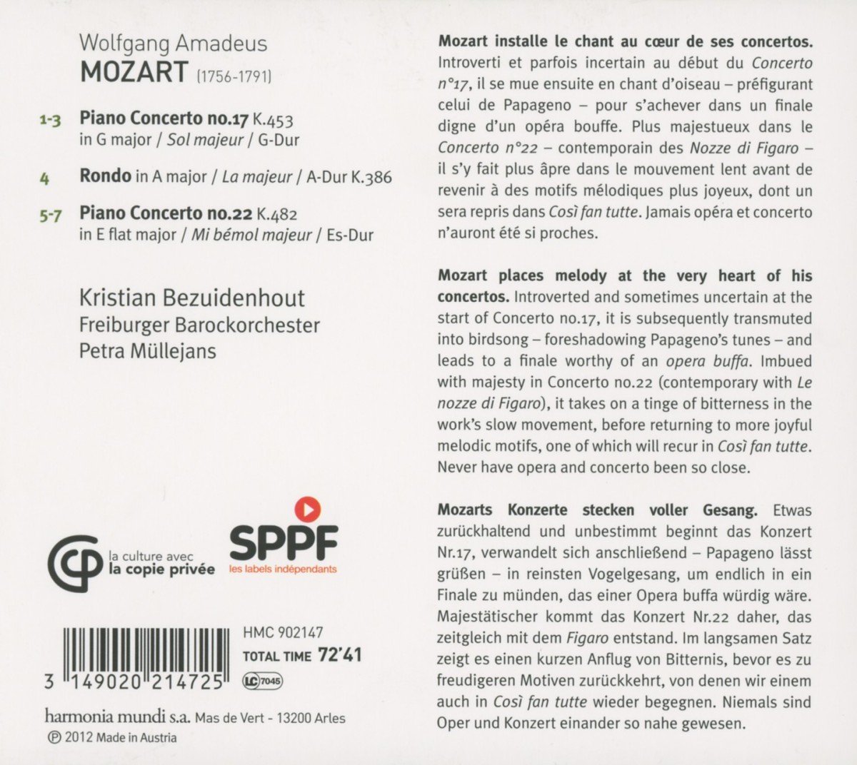 Piano Concertos K.453 & 482