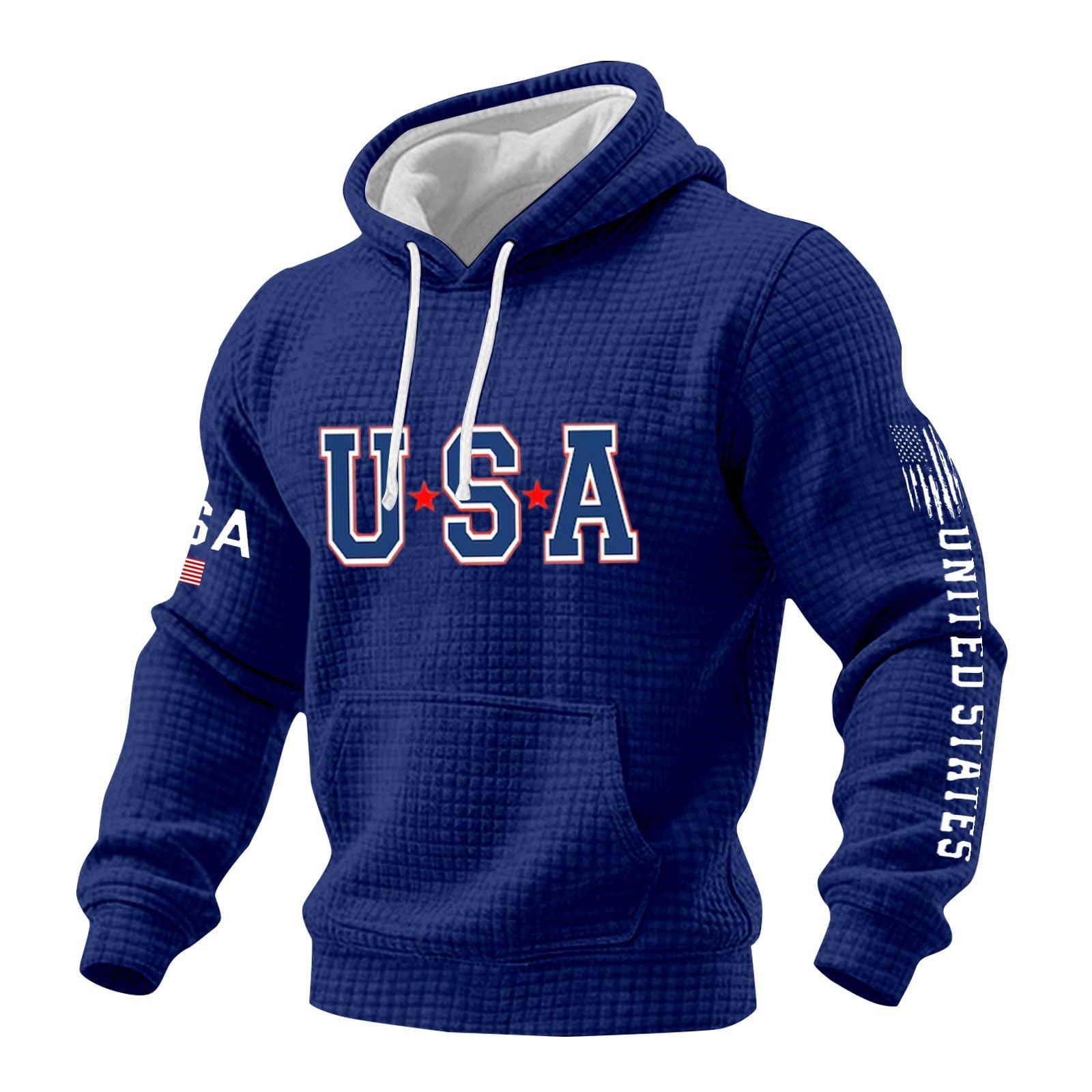 Sweat à capuche homme grande taille pull imprimé drapeau américain texturé - 5