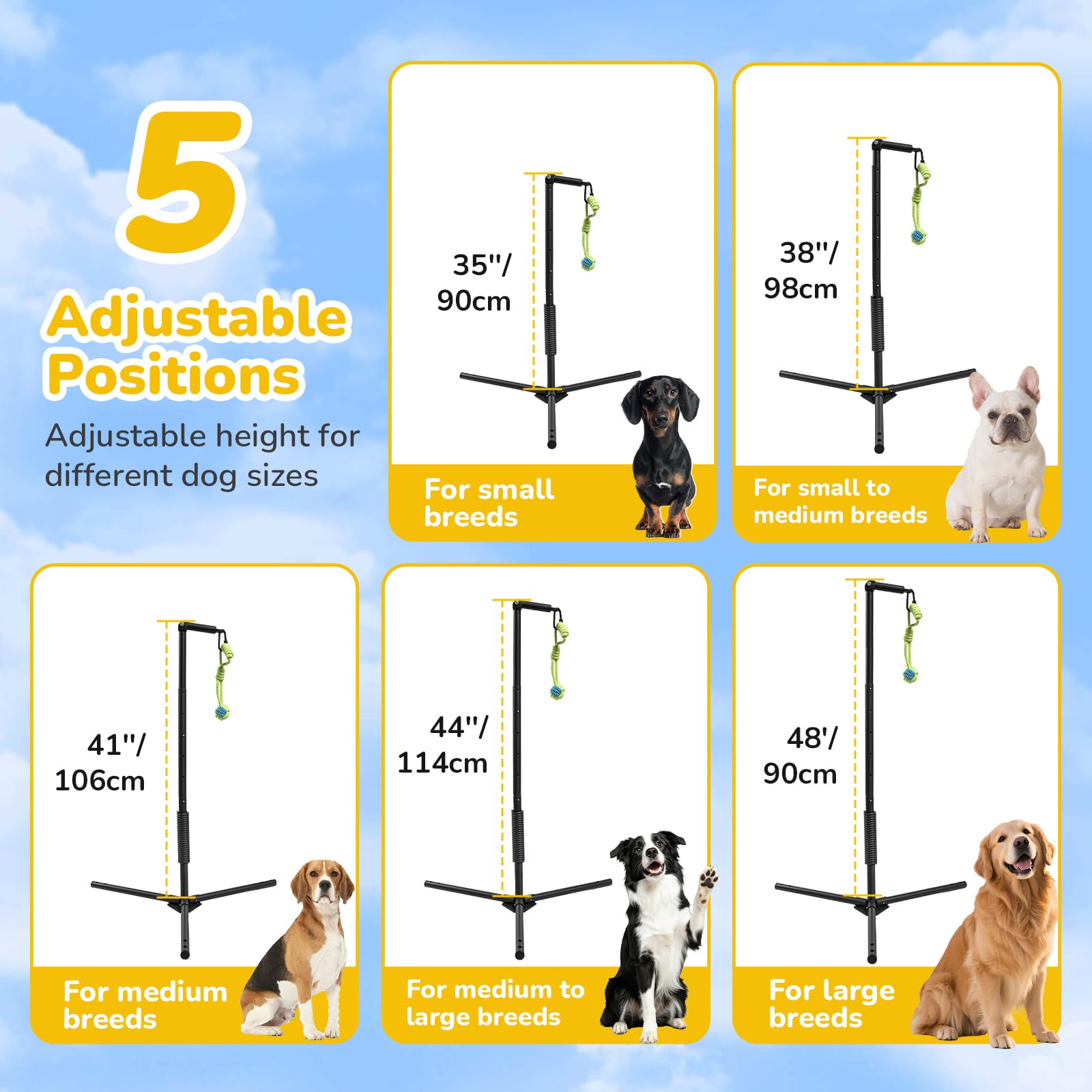 CATISM Tether Tug Dog Toy, palo a molla con paletti a terra, 89-122 cm