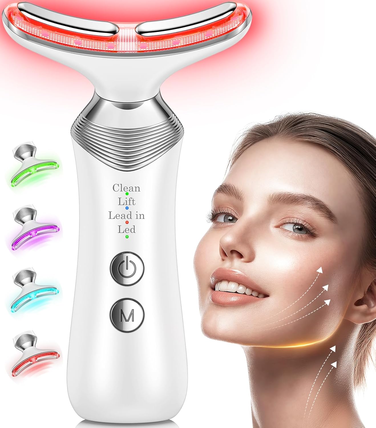 Facial Massager for Face and Neck, 7-in-1 Face Neck Massager Tool with 4 Modes, Beauty Device Facial Massage for at-Home Skin Care