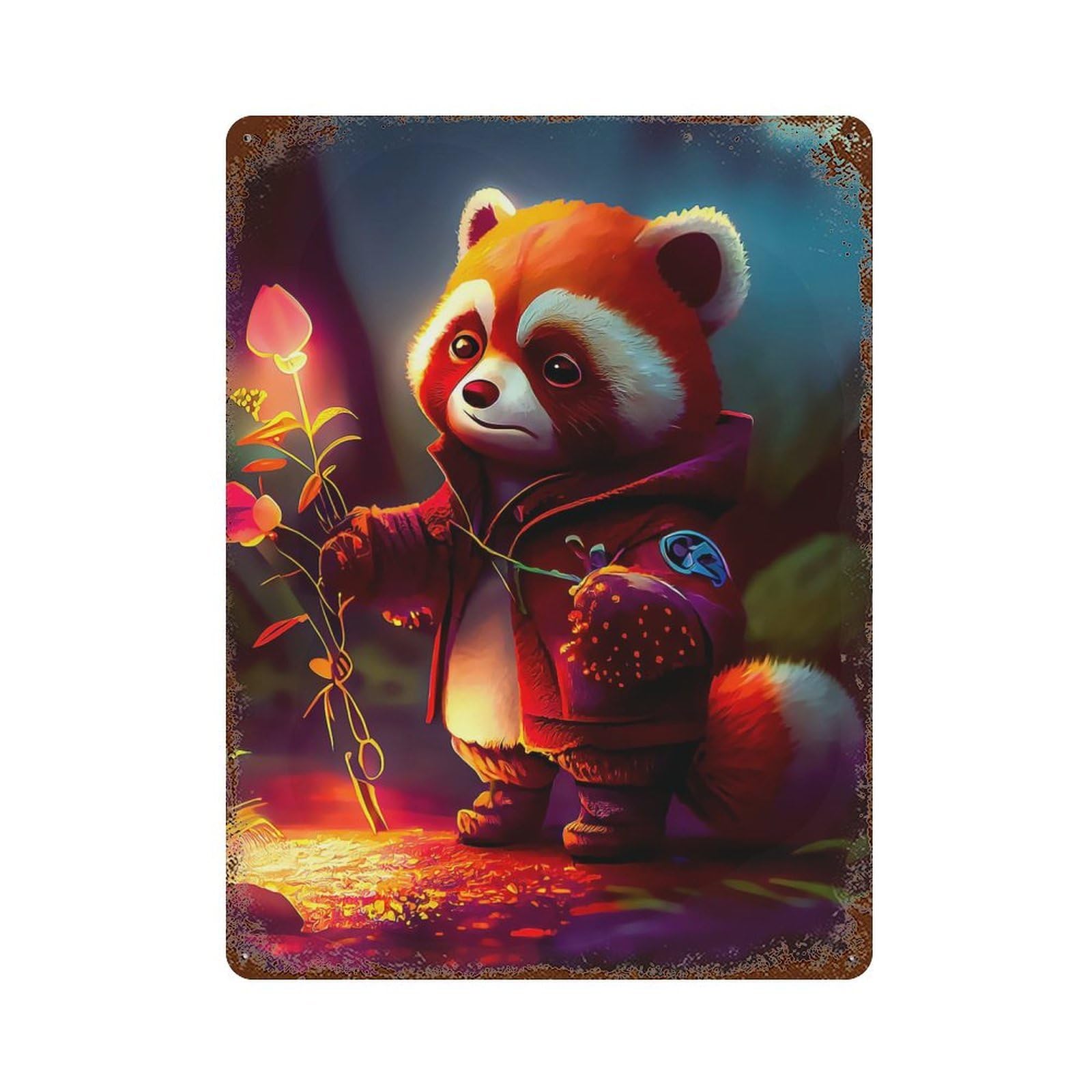 Red Panda Retro Metal Sign 15.7"x11.8", for Bistro, Counter And Cafe Decor, Rustic Home Decor