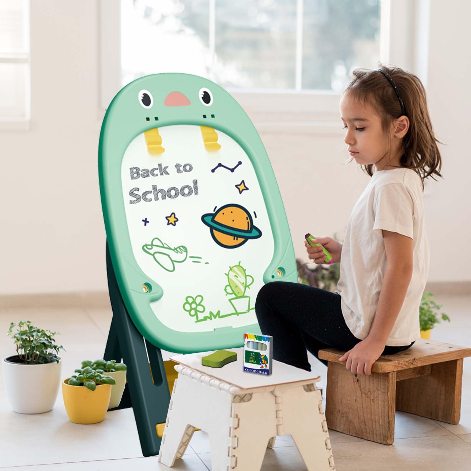Cavalletto artistico in piedi – Lavagna magnetica per gesso, supporto da | disegno liscio, lavagna stabile | Utilizzare per bambini 2 ai 4 anni regalo di compleanno apprendimento creativo arte