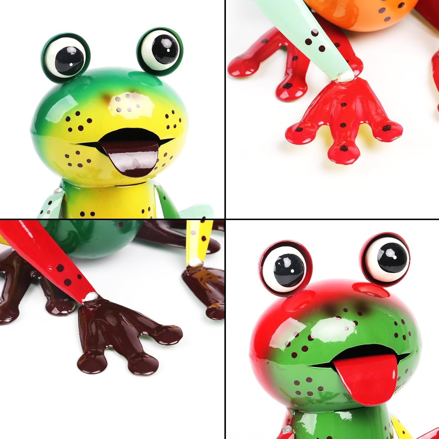 Metal Garden Decor Yard Art for Outside Set of 2 Cute Frogs Lawn Patio Ornaments Backyard Decorations Garden Gifts - (Yellow,Green) - Image 3