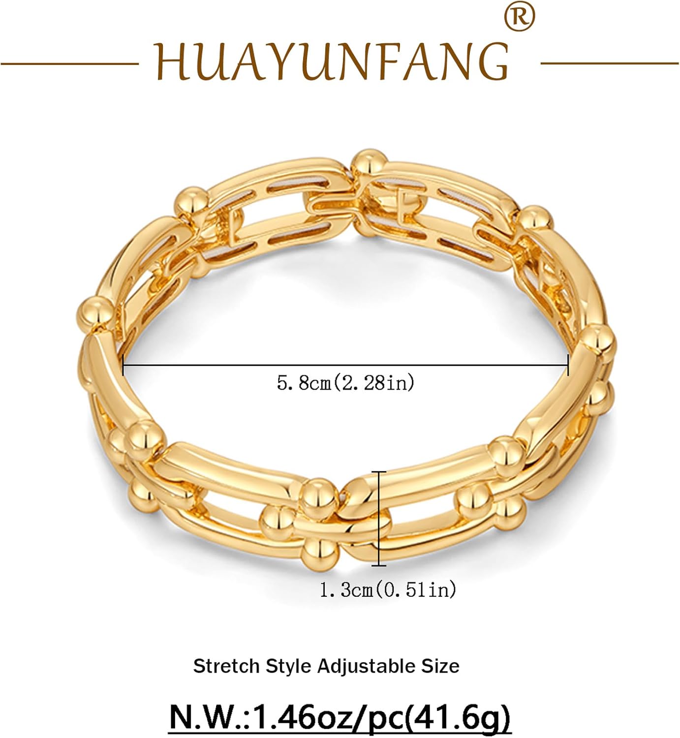 Chunky Gold Stretch Bracelet for Women Adjustable Elastic Chain Bracelet Bold Statement Bracelet Trendy Jewelry - Image 6