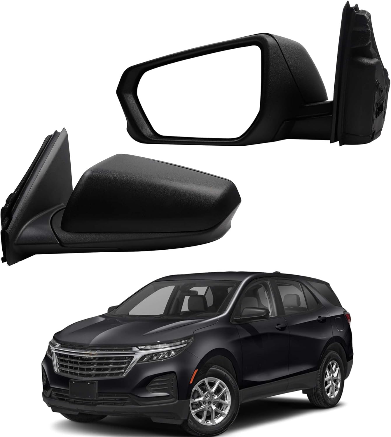 Dasbecan Driver Side Mirror Compatible With 2018-2023 Chevy Equinox GMC Terrain Left Rear View Mirror Black Texture Cover With Manual Folding/Heated/Power Glass Replace# GM1320560(5pins) Black Texture L-5Pin