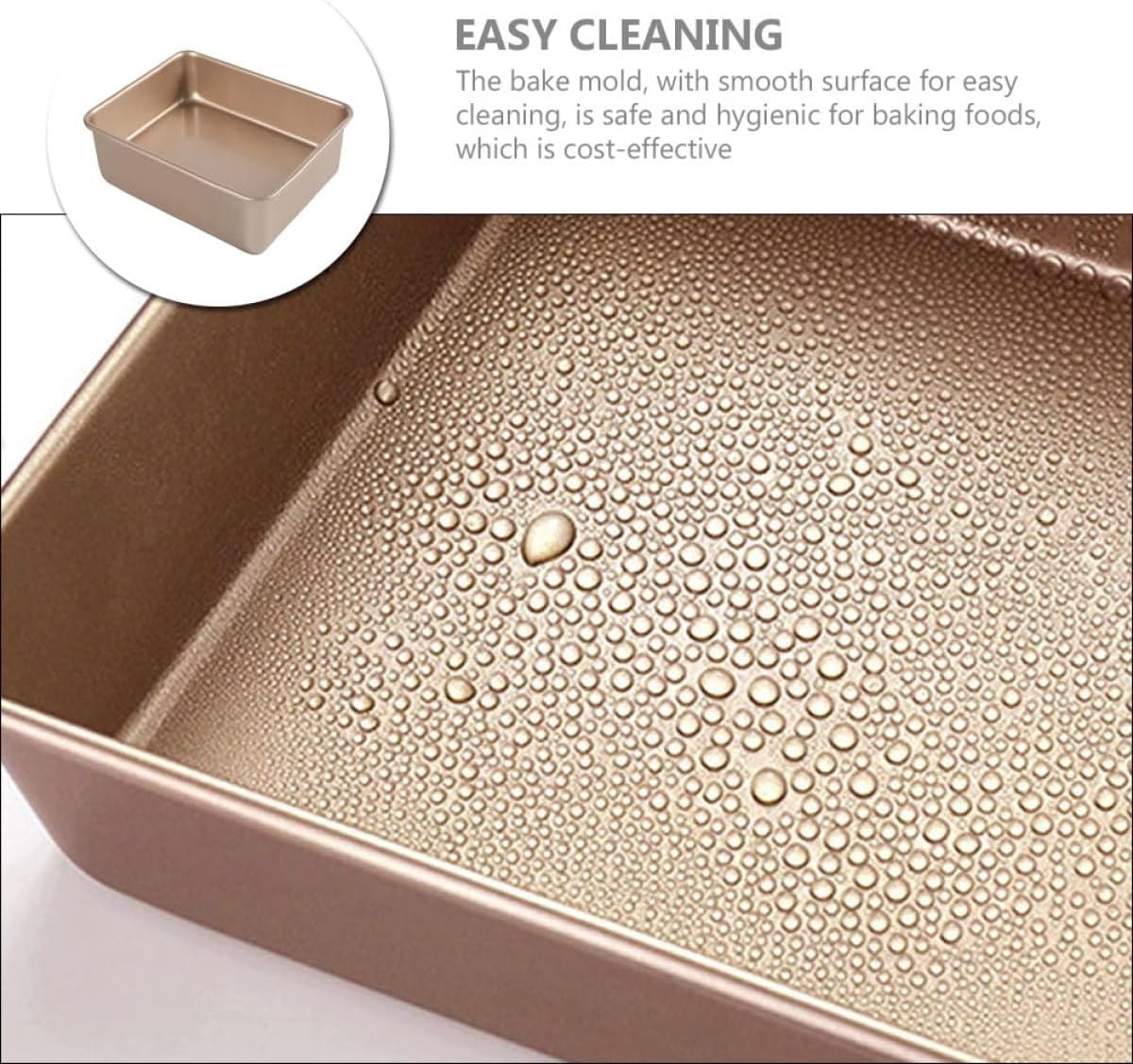 Square Stainless Steel Cake Pan with Non Stick Coating, Golden
