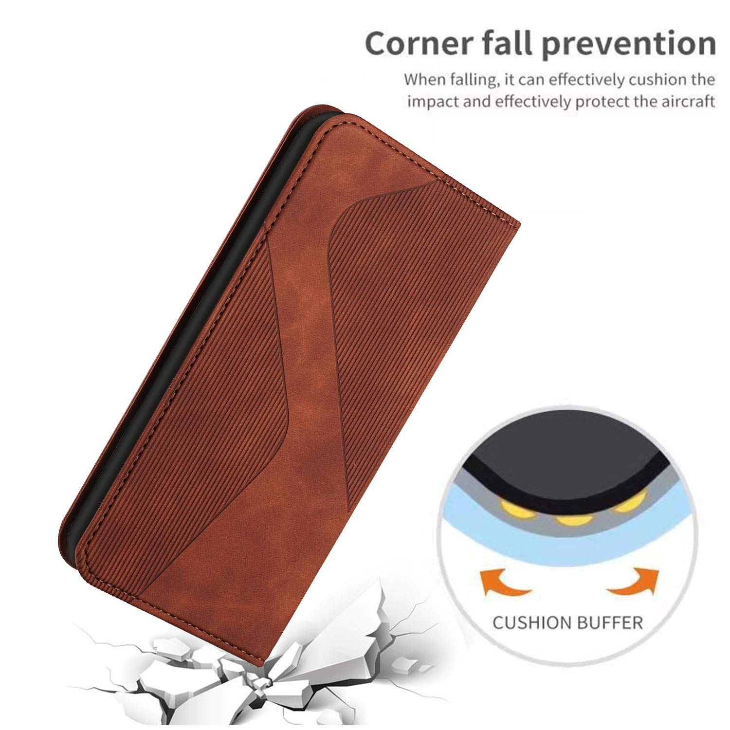 Custodia protettiva per Huawei Y6p, in pelle PU, con doppio