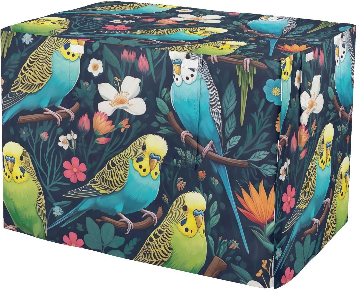 Colorful Parrot Bird Pet Cage Cover with Mesh Windows, UV-Resistant Foldable Crate Cover for Travel, Large