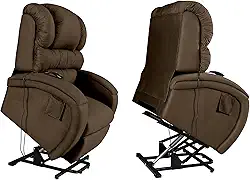 Poltrona Reclinável Lift Imperial Suede Marrom Motorizada Idosos e Pós-Cirúrgico
