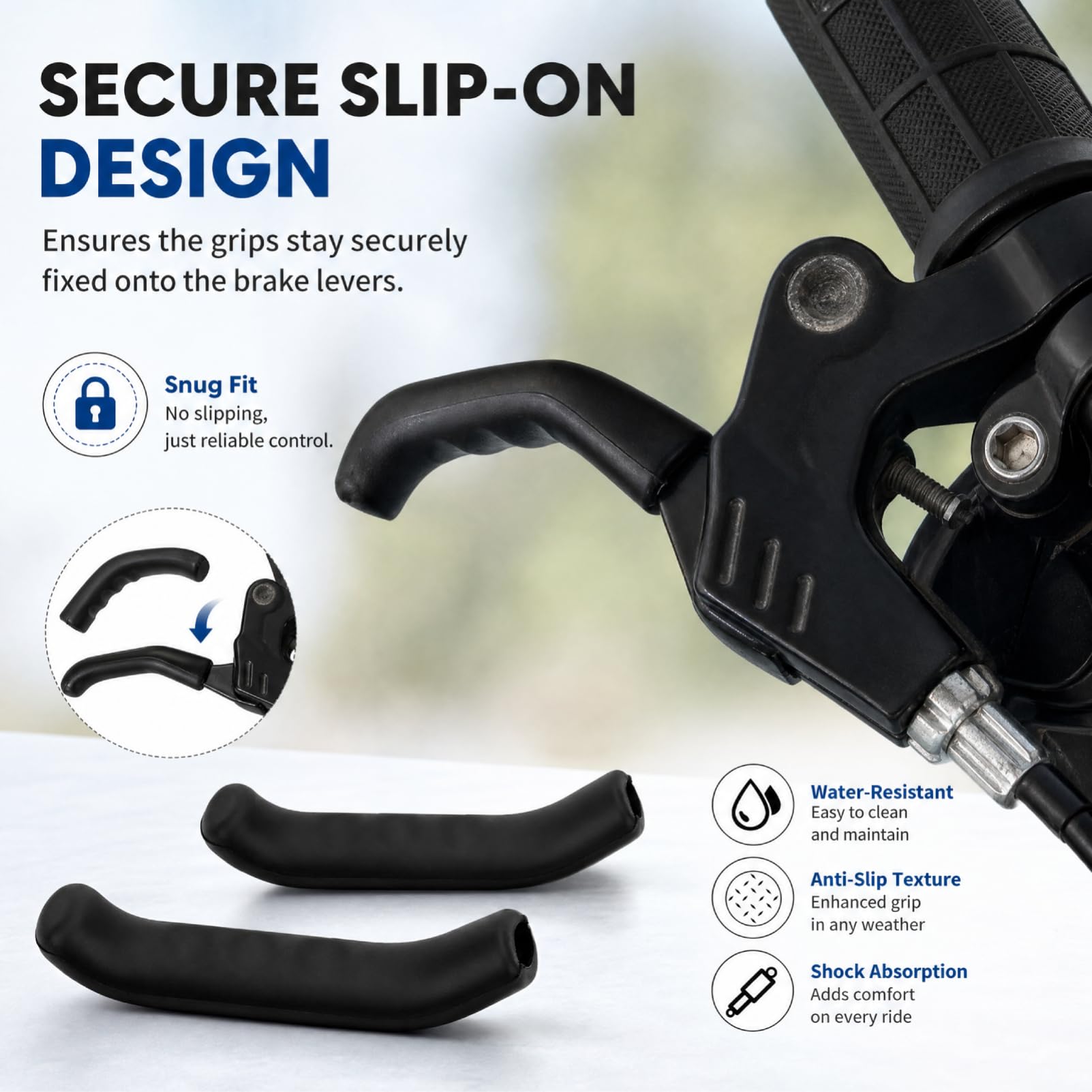 Bike Brake Grips - Anti Slip Silicone Covers -3 Bike Brake Grips - Anti Slip Silicone Covers -3