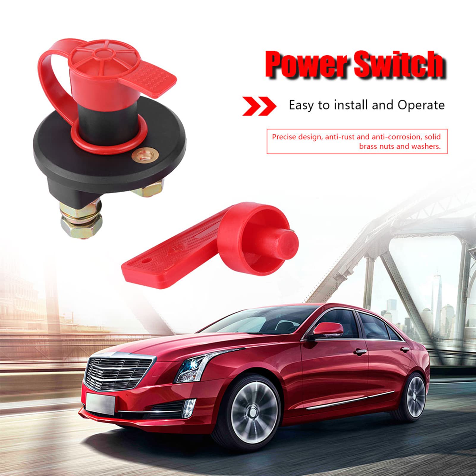 Car Battery Disconnect Power Isolator Knob Switch Key for Universal Fit Car Boat ATV