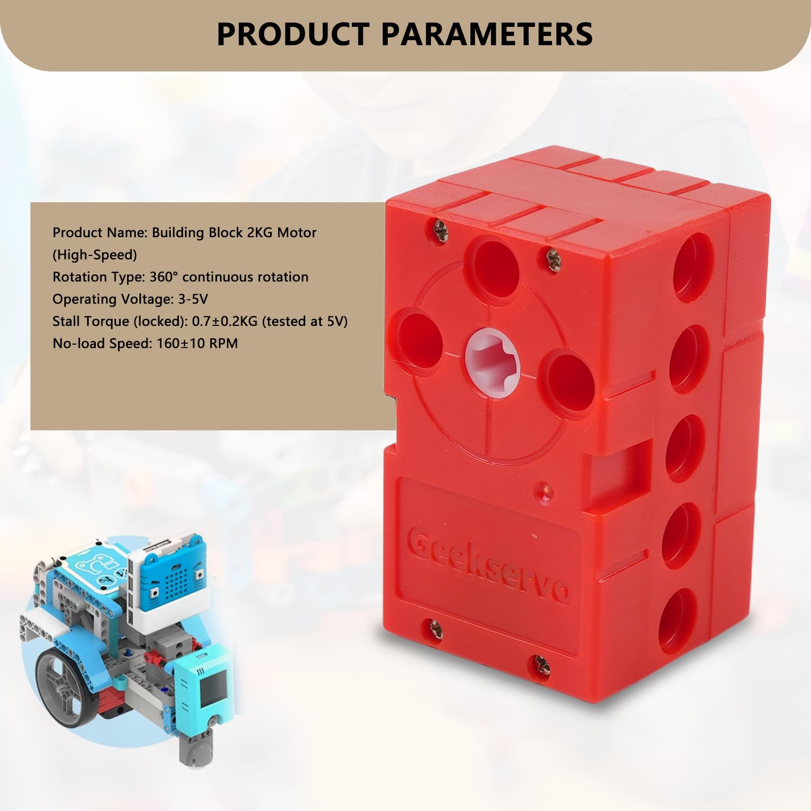2 servomotores programables Geekservo de bloque de construcción, rotación de 360 grados, cable 2P/3P, compatible con Microbit Raspberry Pi (motor de velocidad rápida de 1.5 libras)