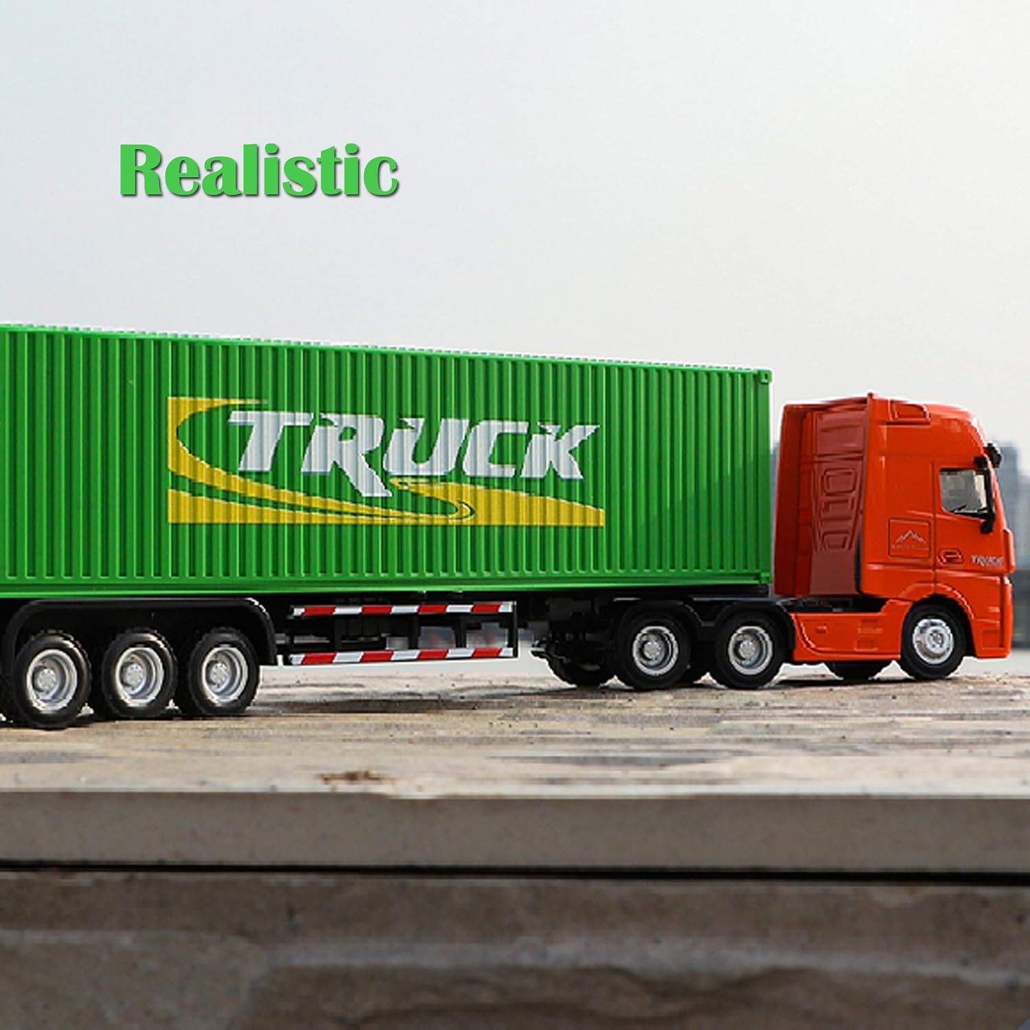 Gemini&Genius Transport Vehicle Toy, Heavy Duty Alloy Transport Truck, Realistic Vehicle, 1:50 Scale Diecast Trailer, Toy Trucks for Kids (Detachable Container Truck)