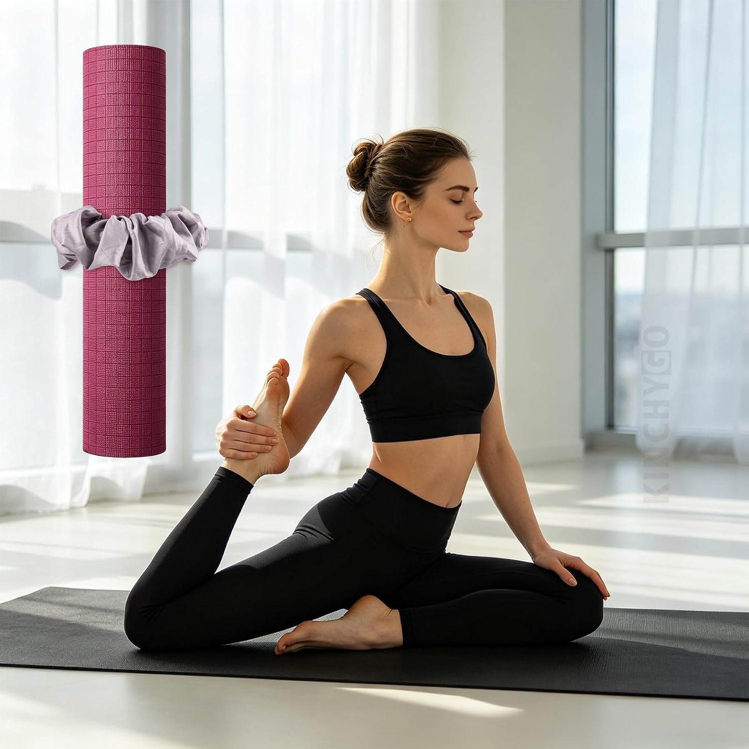 4 Pack Mat Scrunchie Elastic Strap Band for Carrying Stretchy | Fabric Holder for Standard Mats Workout Accessory