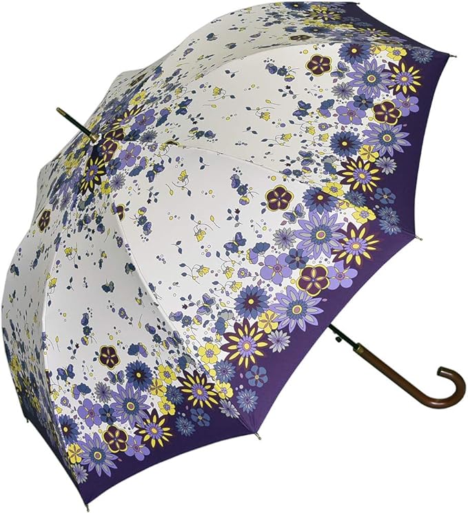 Amazon Genuine Umbrella Works レディース晴雨兼用長傘 スカンジナビアン 58cmワンタッチジャンプ傘 Uvブラックコーティング グラスファイバー骨 ネイビー 長傘 通販