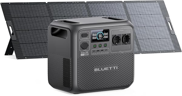 BLUETTI Elite 200 V2 Générateur Électrique Portable avec 350W Panneau Solaire, 2073,6Wh avec 2 Prises CA 2600W, Durée de Vie de 17 Ans, Alimentation de Secours LiFePO4 pour Camping-car - 1