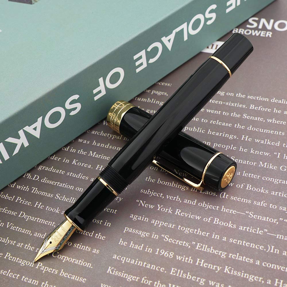 Amazon | Jinhao 100 ブラック アクリル 万年筆 曲がったペン先
