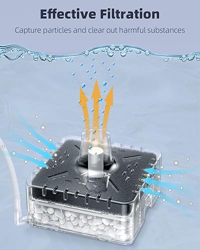 Miniatura 2 de Pawfly Filtro de esponja para acuario, filtro de tanque de peces pequeño con espuma y piedra de aire, filtro de esponja para peceras de hasta 5