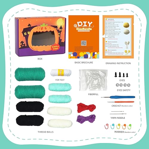 Miniatura 2 de Winmany Kit de ganchillo para principiantes, Halloween, calabaza, animales, bolsa de caramelos, juego de ganchillo, regalo de bricolaje para