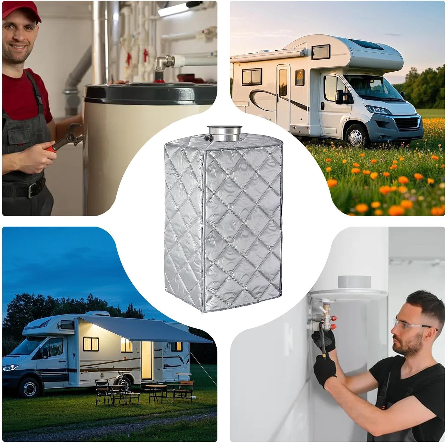 Heater Cover - Tankless Enclosure, Professional Waterproof Dustproof Supply, Four-Season Protective, Rain Dust Leaves, Gray Nylon Gear For Outdoor Indoor Patio Fall Winter Restaurant Wedding