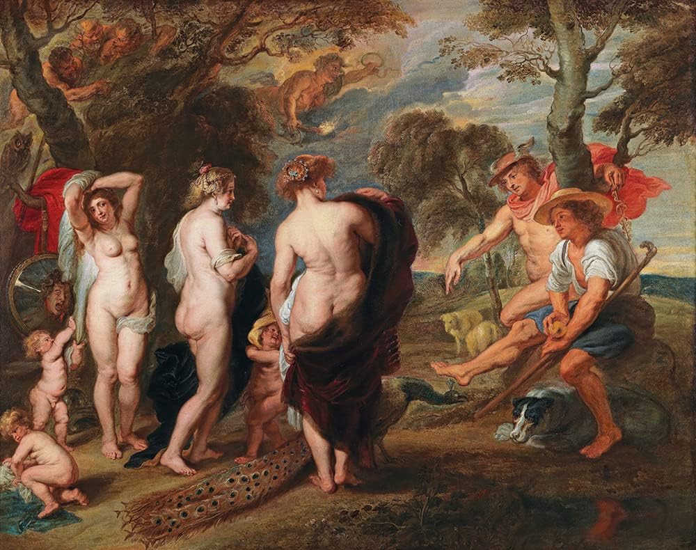 ArtDirect Workshop of Peter Paul Rubens 18x15 Gold Ornate Frame and Double Matted Museum Art Print Titled - The Judgement of Paris