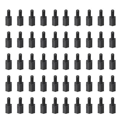 YOKIVE 150 Pcs M2.5 Standoff Screws, Nylon Hex PCB Standoffs with High Insulation Effect, Keep Height Consistent, Great for Motherboard (Black,