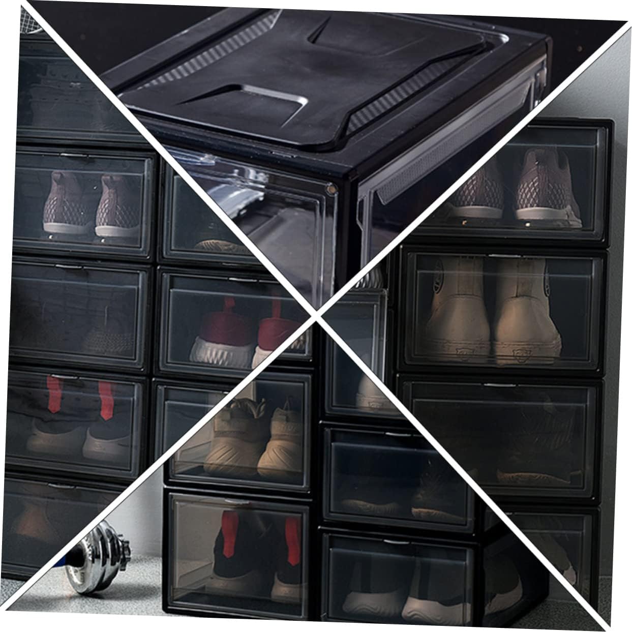 Shoe Display Case Stackable Shoes Storage Plastic Organizer Home Office