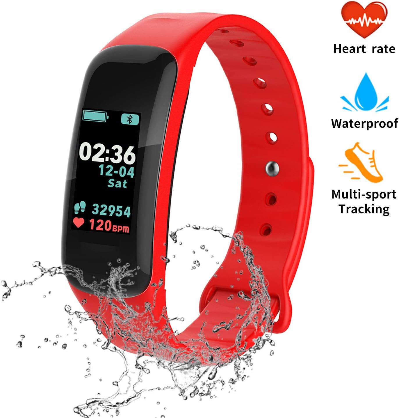 FJunHappy Fitness Tracker, Color Screen Activity Tracker with Blood Pressure Blood Oxygen, IP67 Waterproof Smart Watch with Heart Rate Sleep Monitor Calorie Counter Pedometer for Men, Women and Kids