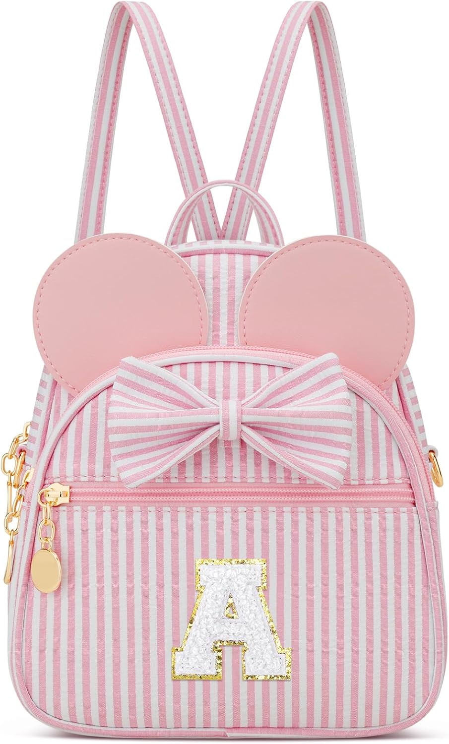 Personalized Birthday Gift for Toddler Girls, Small Initial Backpack Purse for Little Girl, Cute Mini Purse for 3-10 Years Old Kids,Pink A