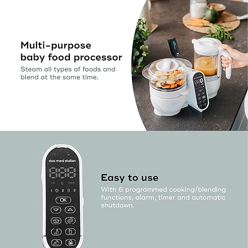 Miniatura 3 de Babymoov Duo Meal Station 6 en 1 vaporizador y licuadora de puré de alimentos para bebés de múltiples velocidades, procesador de alimentos para
