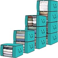 Vista 58 de Fab totes Paquete de 8 bolsas de almacenamiento plegables para mantas, contenedores de almacenamiento para organizar dormitorio, armario, ropa, Gris
