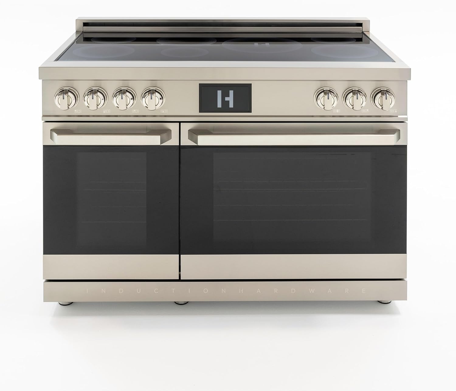 48 Inch Professional Induction Range with Double Convection Ovens, Air Fry, 7 Burner Electric Stove, Pizza Stone - Stainless Steel