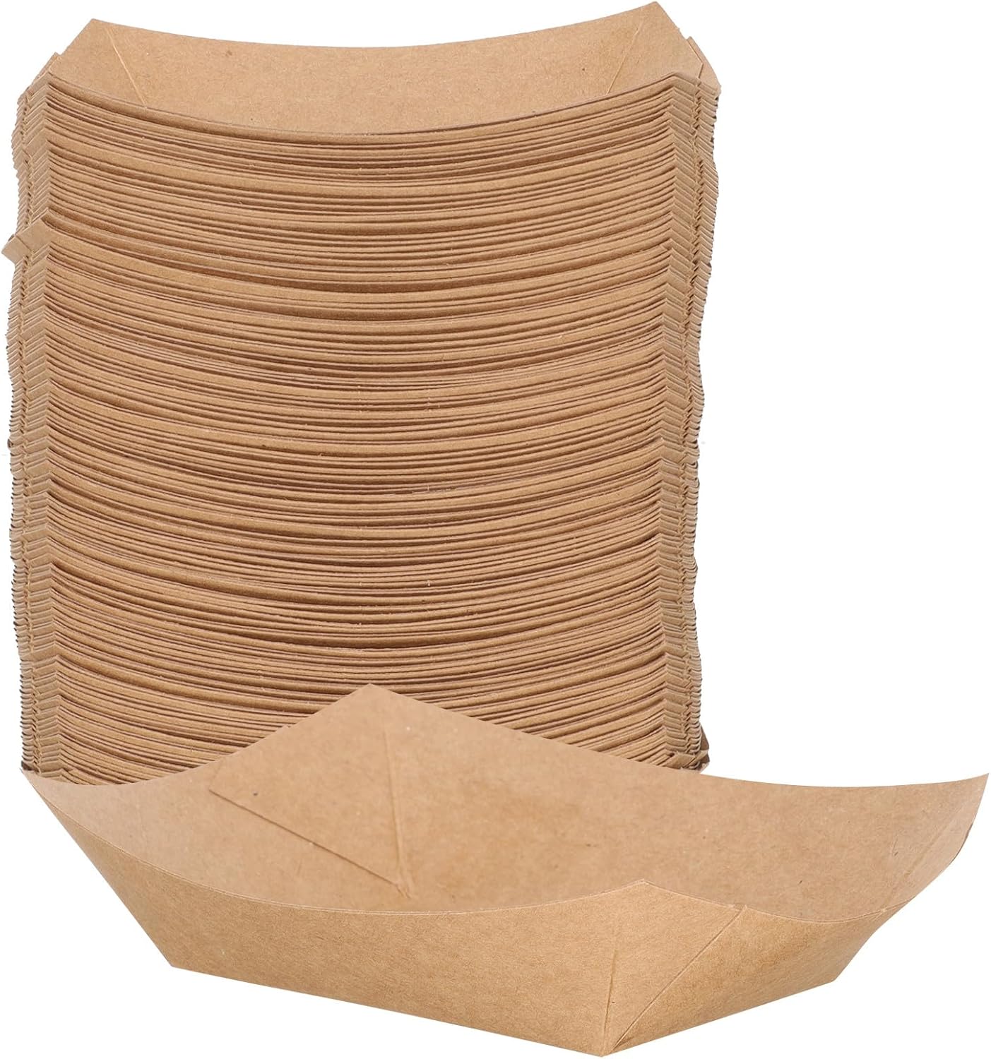 250pcs Boat Shaped Paper Snack Containers Oil-proof Kraft Food Boxes for Fried Chicken and French Fries Takeout Party Supplies