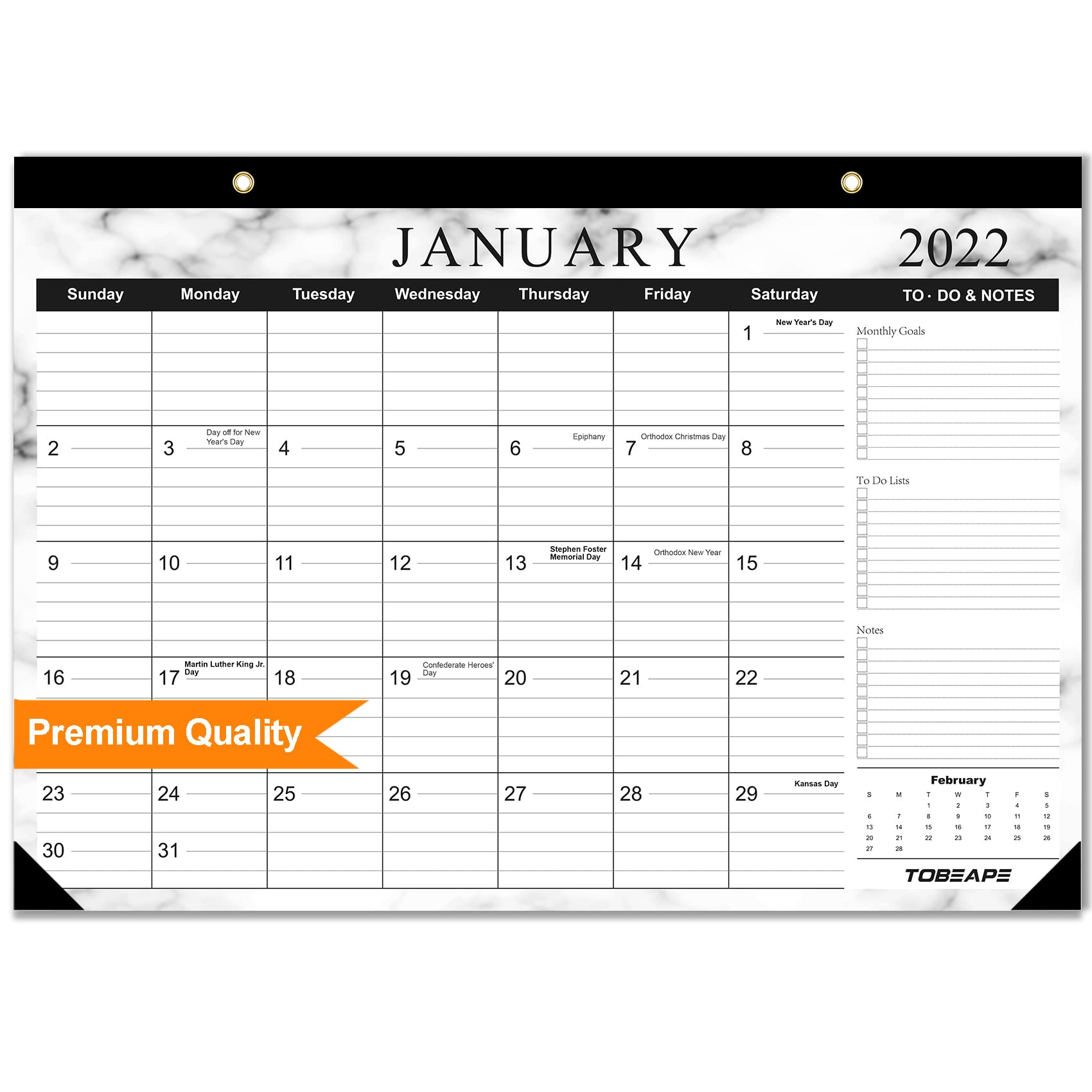 Tobeape 2022 Desk Calendar, Large Monthly Pages 17 x 12 inches Wall