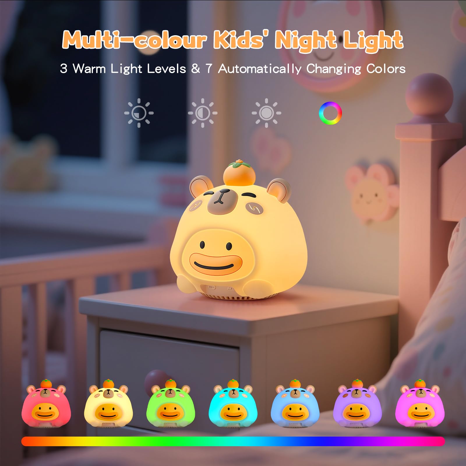 Linda luz nocturna de la máquina de ruido blanco – 20 sonidos relajantes, admite conexión inalámbrica, ambiente RGB con mando a distancia y temporizador, ayuda a dormir para bebés y adultos, regalo