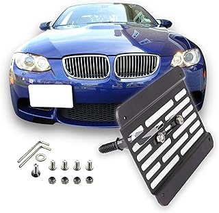 Fudoray License Plate Mount Holder Frame Bracket Mounting Front Bumper Tow Hook Compatible with BMW E46 E90 E91 E93 E82 E88 325i 328i 330i 128i 135i, black